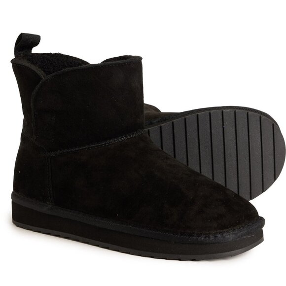 NEW Lands' End Shearling Boots - Suede IN BLACK For Women 1125 4s2 - Picture 2 of 6